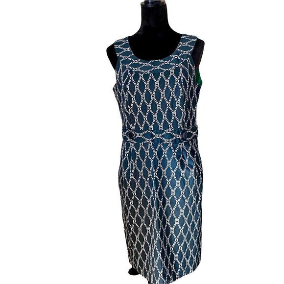 Robbie Bee Dark Blue & White Fully Lined Sleeveless Midi. Sz. 12 - Picture 1 of 5